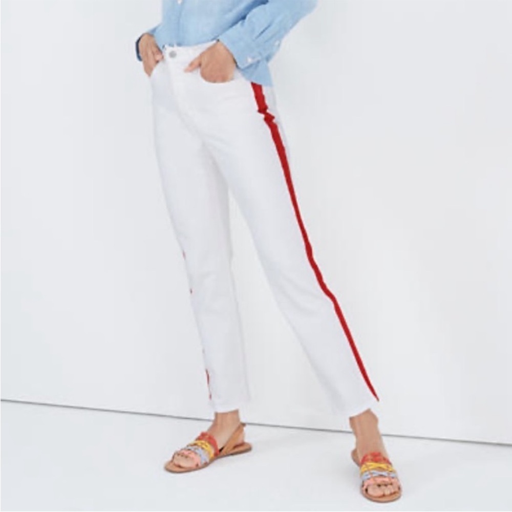 Madewell Stovepipe Jeans in Tile White: Tuxedo Stripe Edition Size 27P